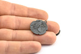 Black Coin Pendant, 2 Oxidized Brass Black Coin Pendants With 1 Loop, Earring Findings, Charms (26x2.4mm) U021 S445