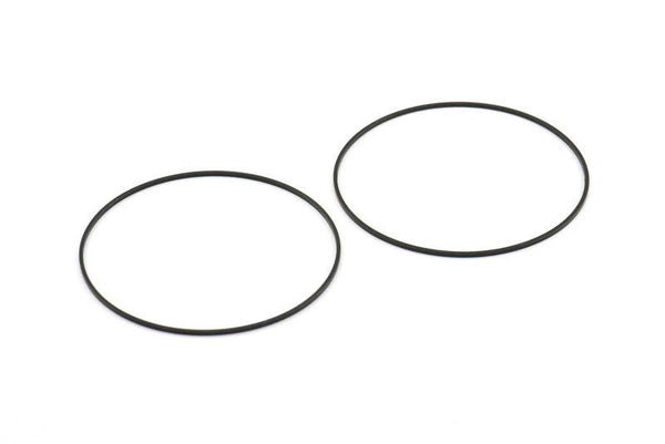 60mm Black Rings, 6 Oxidized Brass Black Circle Connectors (60x1x1mm) Bs 1105 S311