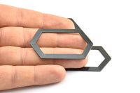 Black Hexagon Connector, 3 Oxidized Brass Black Hexagon Connectors (54x32x0.80mm) D0394 S1058