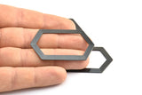 Black Hexagon Connector, 3 Oxidized Brass Black Hexagon Connectors (54x32x0.80mm) D0394 S1058
