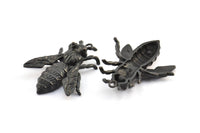 Huge Bee Pendant, 1 Oxidized Brass Black Bee Charm Pendant (41x34mm) N0350 S307