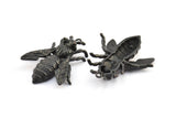 Huge Bee Pendant, 1 Oxidized Brass Black Bee Charm Pendant (41x34mm) N0350 S307