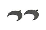 Hammered Crescent Pendant, 2 Oxidized Brass Black Hammered Crescent Pendants With 1 Loop and 1 Hole (25x10x1mm) U146 S309