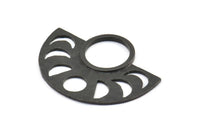 Moon Phases Pendant, 2 Oxidized Brass Black Semi Circle Pendants, Earring Findings (39x30x1.5x1mm) U091 S588