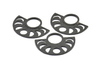 Moon Phases Pendant, 2 Oxidized Brass Black Semi Circle Pendants, Earring Findings (39x30x1.5x1mm) U091 S588