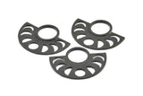 Moon Phases Pendant, 2 Oxidized Brass Black Semi Circle Pendants, Earring Findings (39x30x1.5x1mm) U091 S588