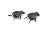 Tiny Bug Charm, 2 Oxidized Brass Black Bug Fly Insect Charms With 1 Loop (29x22x5.5mm) N0495 S387