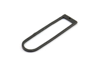 D Shape Rings, 2 Oxidized Brass Black Hammered Long D Shape Connectors With 1 Hole, Rings (46x13x1.3mm) BS 1877 S392