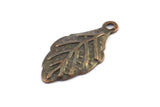 Antique Copper Leaf, 15 Antique Copper Leaf Charms Findings (21x11mm) Pen 111 K117