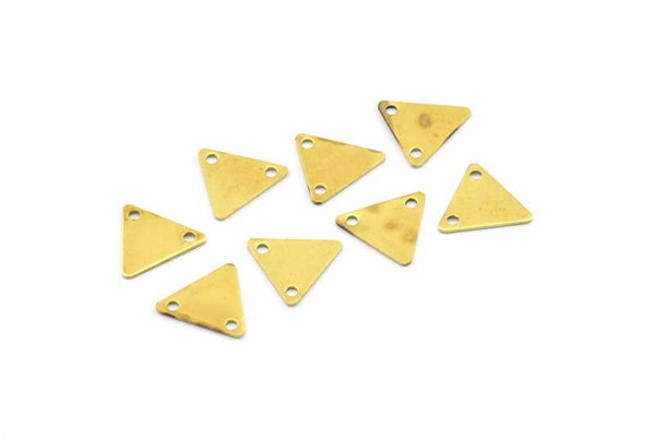 Brass Triangle Charm, 50 Raw Brass Triangle Charms Ith 2 Holes (9x10mm) Brs 6212 A0049