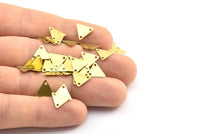Tiny Triangle Charm, 100 Raw Brass Triangle Charms With 2 Holes (9x10mm) Brs 6212 A0049