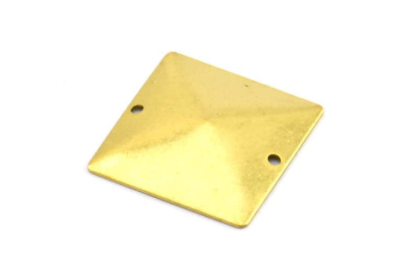 Brass Square Pyramid, 20 Raw Brass Square Pyramid Stamping Connectors with 2 holes  (20x20mm) Brs 671 A0062
