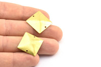 Brass Square Pyramid, 20 Raw Brass Square Pyramid Stamping Connectors with 2 holes  (20x20mm) Brs 671 A0062