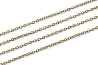 Antique Brass Chain, 10 Meters - 33 Feet (1.5x2mm) Antique Bronze Tone Brass Soldered Chain - Y006 ( Z028 )