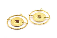 Circle Geometric Pendant, 2 Raw Brass Necklace Findings With 4 Claws and Pad Setting and 1 Loop (43x3.4x1.9mm) BS 1904