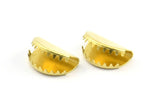 Half Moon Crimp, 30 Raw Brass Ribbon Crimp Ends, Findings (15x10mm) D0115