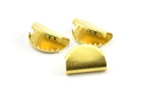 Half Moon Crimp, 30 Raw Brass Ribbon Crimp Ends, Findings (15x10mm) D0115