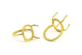 Brass Ring Settings, 4 Raw Brass Ring Settings With 4 Claws - Pad Size 13x16mm N0213