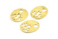 Brass Cats Pendant, 3 Raw Brass Oval Cat Textured Pendants With 1 Hole, Earrings, Charms (28x23x1.1mm) BS 1910