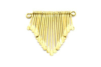 Brass Fringed Pendant, 1 Raw Brass Hammered Fringed Trim Pendant With 2 Loops (60x70x6.5mm) V029