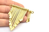 Brass Fringed Pendant, 1 Raw Brass Hammered Fringed Trim Pendant With 2 Loops (60x70x6.5mm) V029