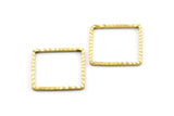 Square Brass Findings, 10 Raw Brass Textured Square Findings (20mm) A0578