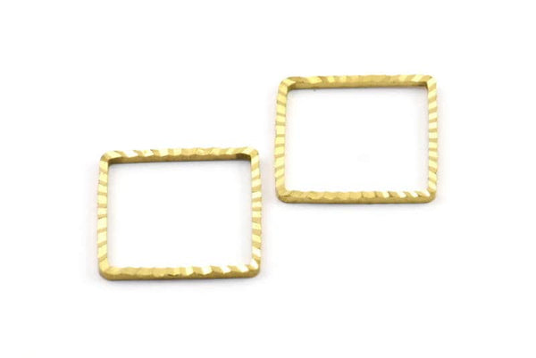 Square Brass Findings, 10 Raw Brass Textured Square Findings (20mm) A0578