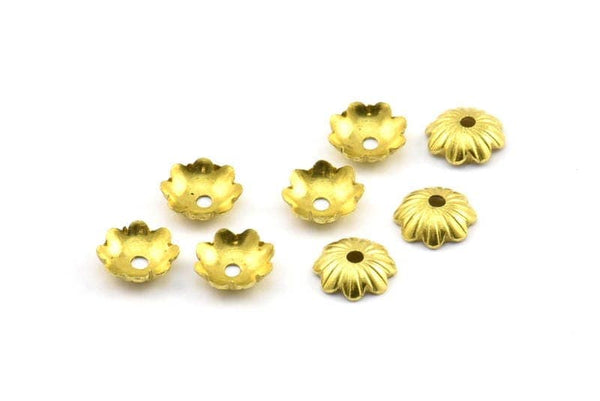 Brass Bead Cap, 50 Raw Brass Bead Caps (8mm) Brs 310 A0174