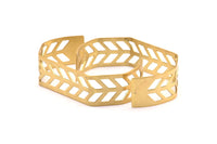 Leaf Textured Cuff - 1 Raw Brass Leaf Textured Cuff Bracelet Blank Bangle With 2 Holes (20x145x0.80mm) T108-0