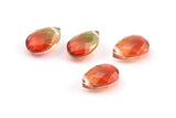 Glass Drop Bead, 4 Red And Green Tone Color Glass Tear Drop Beads With 1 Hole (12x8x5.5mm) Y213(5)