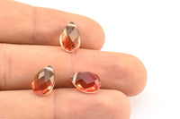 Cam Damla Boncuk, 1 Delikli 4 Kırmızı ve Yeşil Tonlu Cam Damla Boncuk (12x8x5,5 mm) Y213(5)