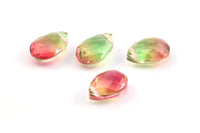 Glass Drop Bead, 4 Pink And Green Tone Color Glass Tear Drop Beads With 1 Hole (12x8x5.5mm) Y213(4)