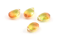 Glass Drop Bead, 4 Orange And Green Tone Color Glass Tear Drop Beads With 1 Hole (12x8x5.5mm) Y213(6)