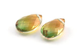 Glass Drop Bead, 4 Dark Green Color Glass Tear Drop Beads With 1 Hole (12x8x5.5mm) Y213(10)