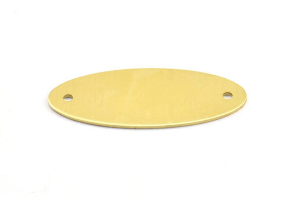Brass Oval Connector, 12 Raw Brass Oval Connectors With 2 Holes (37.5x15.5x0.8mm) BS 1903