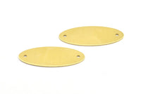 Brass Oval Connector, 12 Raw Brass Oval Connectors With 2 Holes (37.5x15.5x0.8mm) BS 1903