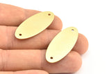Brass Oval Connector, 12 Raw Brass Oval Connectors With 2 Holes (37.5x15.5x0.8mm) BS 1903