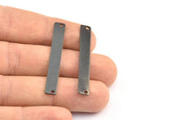 Black Customized Bar, 6 Oxidized Brass Black Stamping Blanks With 2 Holes (6x44x0.80mm) B0191 S667