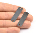 Black Rectangle, 5 Oxidized Brass Black Huge Rectangle Stamping Blank With 2 Holes, Findings (40x10mm) Brs 715-2 A0341 S662