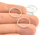 Silver Circle Connector, 24 Silver Tone Circle Connectors, Rings, Findings (18x0.8mm) BS 2094
