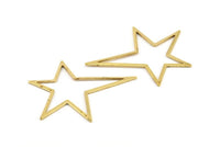 Brass Star Charm, 10 Raw Brass Long Star Charm, Brass Findings (51x47x1mm) BS 1803