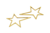 Brass Star Charm, 10 Raw Brass Long Star Charm, Brass Findings (51x47x1mm) BS 1803