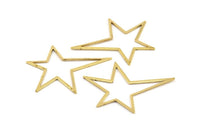 Brass Star Charm, 10 Raw Brass Long Star Charm, Brass Findings (51x47x1mm) BS 1803