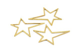 Brass Star Charm, 10 Raw Brass Long Star Charm, Brass Findings (51x47x1mm) BS 1803
