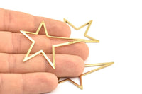 Brass Star Charm, 10 Raw Brass Long Star Charm, Brass Findings (51x47x1mm) BS 1803