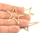 Brass Star Charm, 10 Raw Brass Long Star Charm, Brass Findings (51x47x1mm) BS 1803
