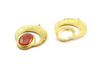 Brass Crescent Pendant, 2 Raw Brass Crescent Pendants With 1 Loop and 15.5x20mm Pad Setting (43x34x2.8mm) BS 1885