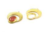 Brass Crescent Pendant, 2 Raw Brass Crescent Pendants With 1 Loop and 15.5x20mm Pad Setting (43x34x2.8mm) BS 1885