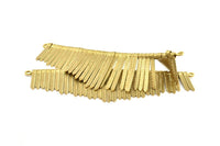 Brass Fringed Pendant, 1 Raw Brass Textured Fringed Trim Pendant With 2 Loops (155x55x6mm) V085