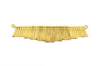 Brass Fringed Pendant, 1 Raw Brass Textured Fringed Trim Pendant With 2 Loops (132.5x47x5mm) V084